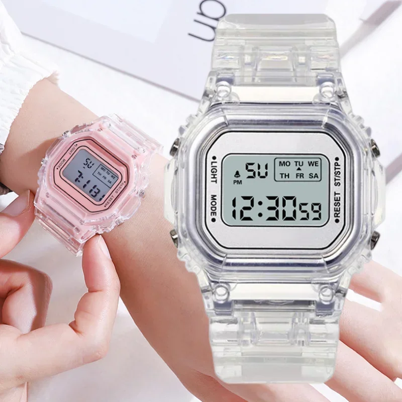 

LED Electronic Watch Student Sports Outdoor Waterproof Watch Digital Week Display Small Square Digital Wrist Watches Wholesale