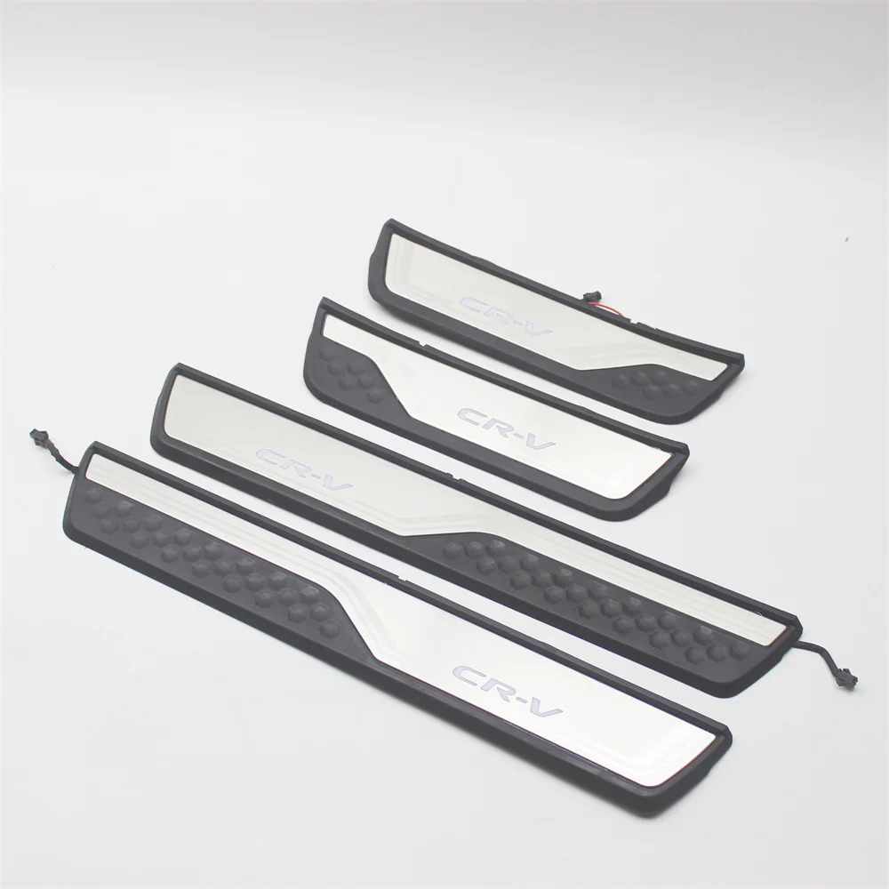 Car Styling Stainless Steel Led Door Sill Scuff Plate Guard Sills Protector Trim For Honda CRV CR-V 2017-2020