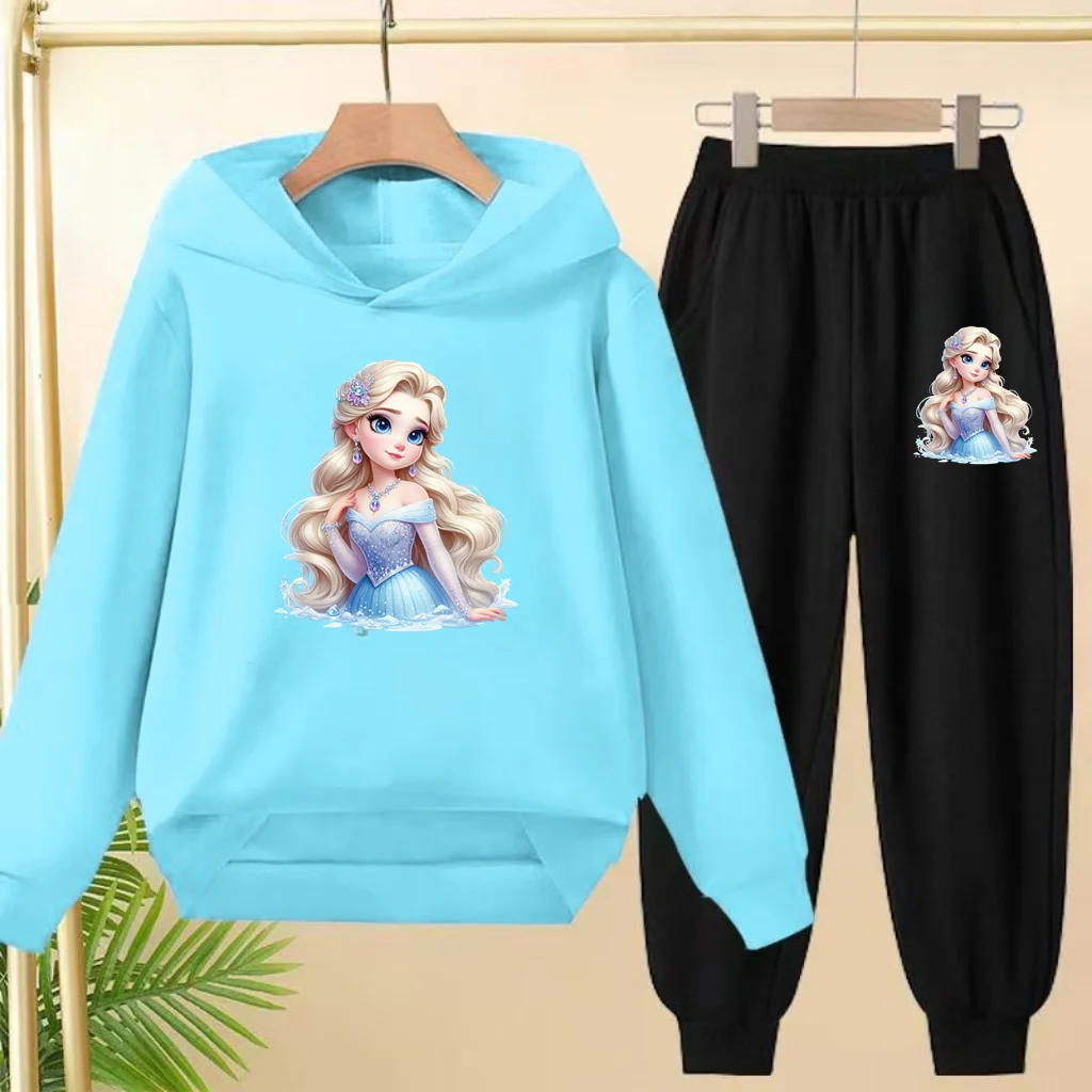 

Disney "Ariel Princess" Series Children's Printed Hooded Sweatshirt Pants Sports Outfit Is Suitable for Charming Girls Aged3to13