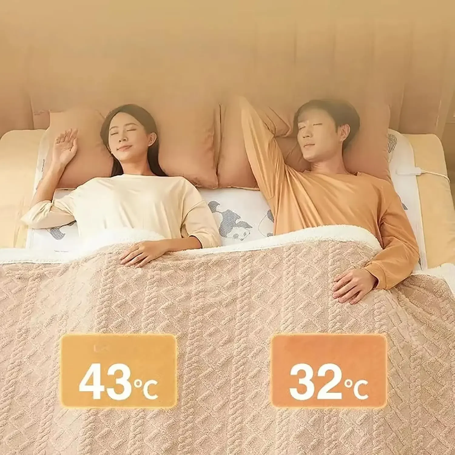 Large Heated Blankets & Throws Soft Warm Heated Pad 3 Heating Levels Heating and Timing Design Flannel Material for Travel,Sofa,