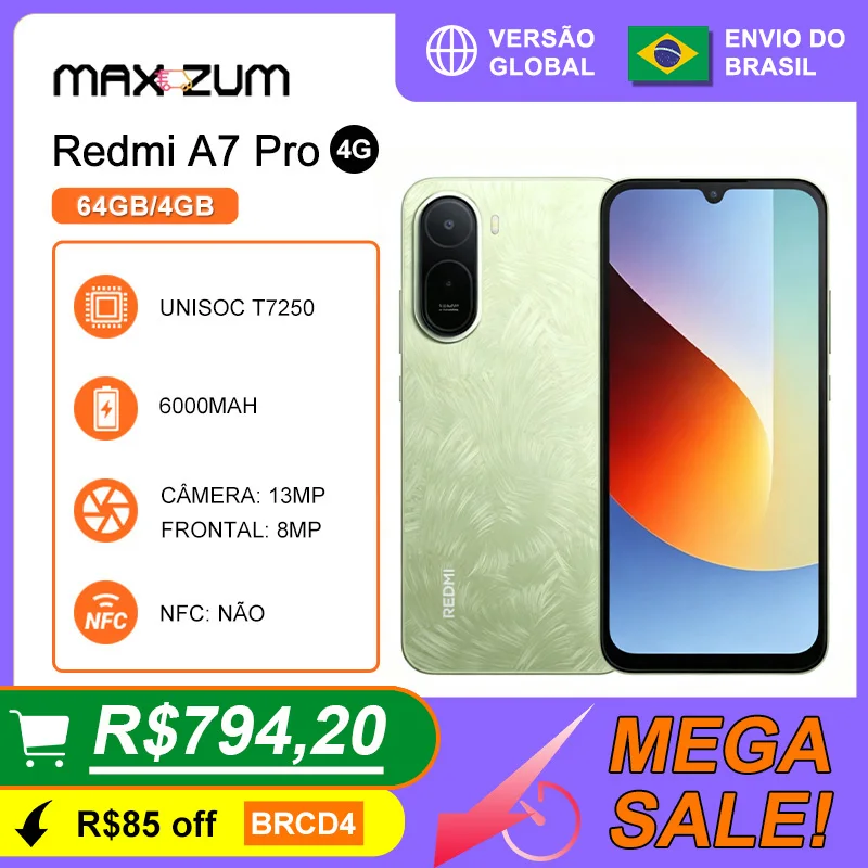 Xiaomi Redmi A7 PRO 4G, 64GB/4GB RAM , UNISOC T7250 Processor, Global Version, 6000mAh Battery