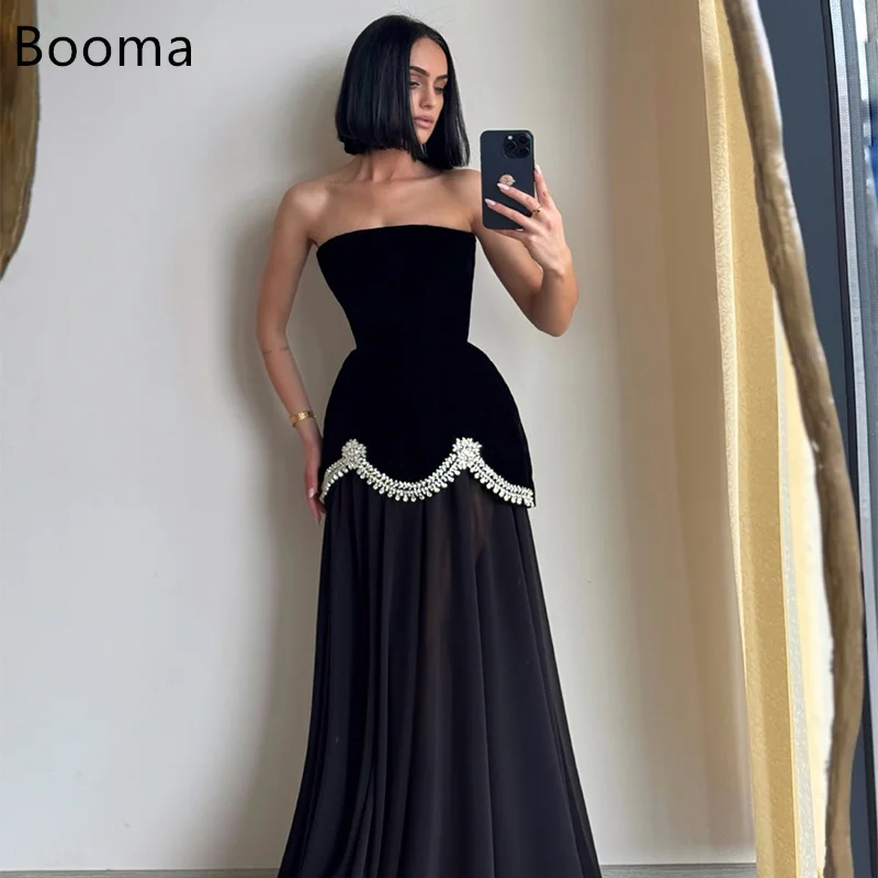 

Booma A-Line Sleeveless Crystal Strapless Evening Dresses Long Formal Dresses for Women Elegant Prom Gowns Custom Made 2025