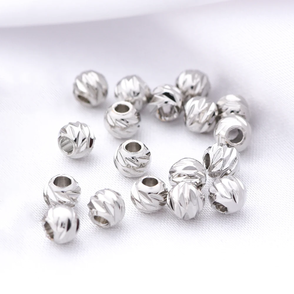 50/100PCS 2.5/3/4/5/6MM 18K Gold Plated Round Stripe Spacer Beads Cut Pattern Separators Beads DIY Jewelry Accessories Wholesale