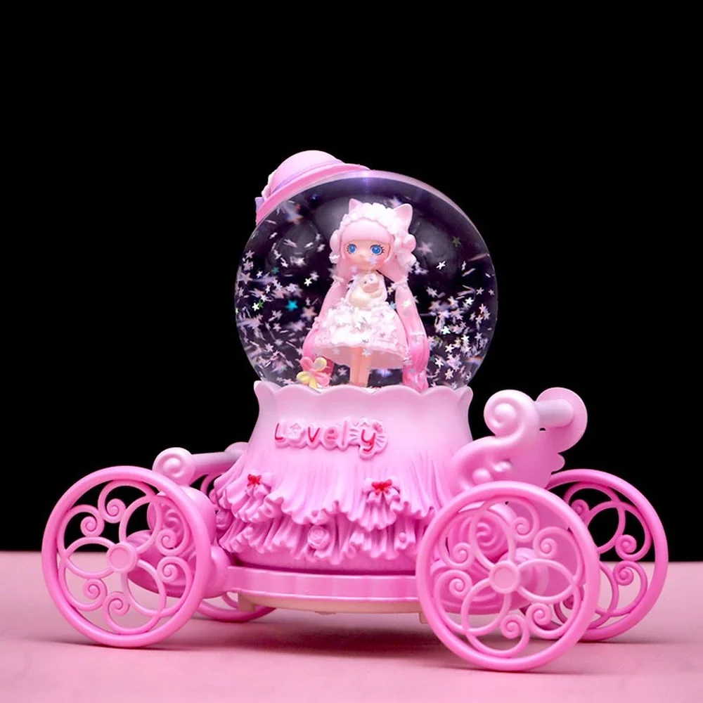 Pumpkin Carriage Princess Crystal Ball Music Box Two-dimensional Loli Music Box Automatic Snow Girl Gift Magic Light Sailor Moon