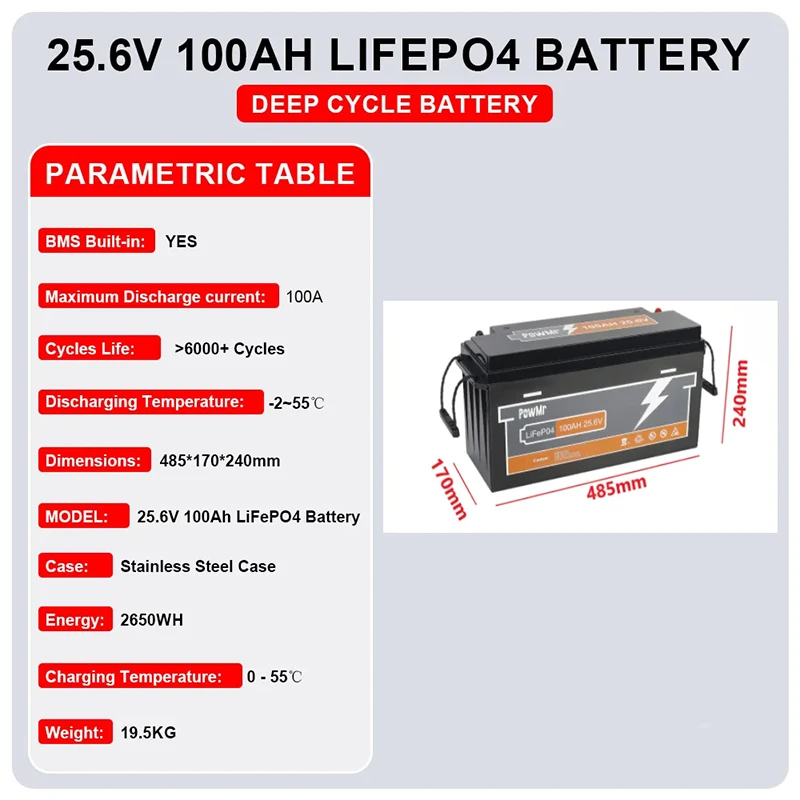 ECGSOLAX 25.6 فولت 100 أمبير LiFePo4 بطارية BMS ≥ 6000 4 قطعة سلسلة موازية و 5KW 48 فولت عاكس شمسي هجين مع WIFI #4