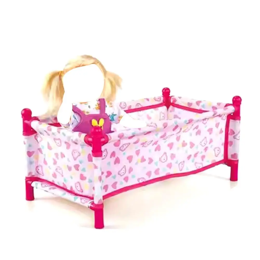  Doll Baby Toddler Bed Crib Playset Kids Simulation Play House Furniture Toys Accessories For Baby Doll Bed Playset Toy