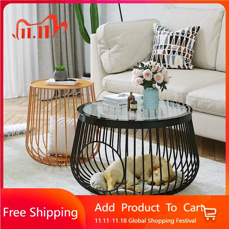 

Cute Cheap Side Table Metal Round Transparent Floor Glass Small Coffee Tables Modern Design Mesa Entrance Hall Furniture