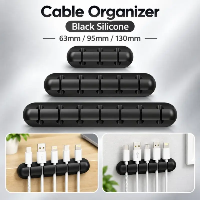 Cable Organizer Silicone USB Cable Winder Desktop Tidy Management Clips Cable Holder For Mouse Keyboard Headphone Wire Organizer