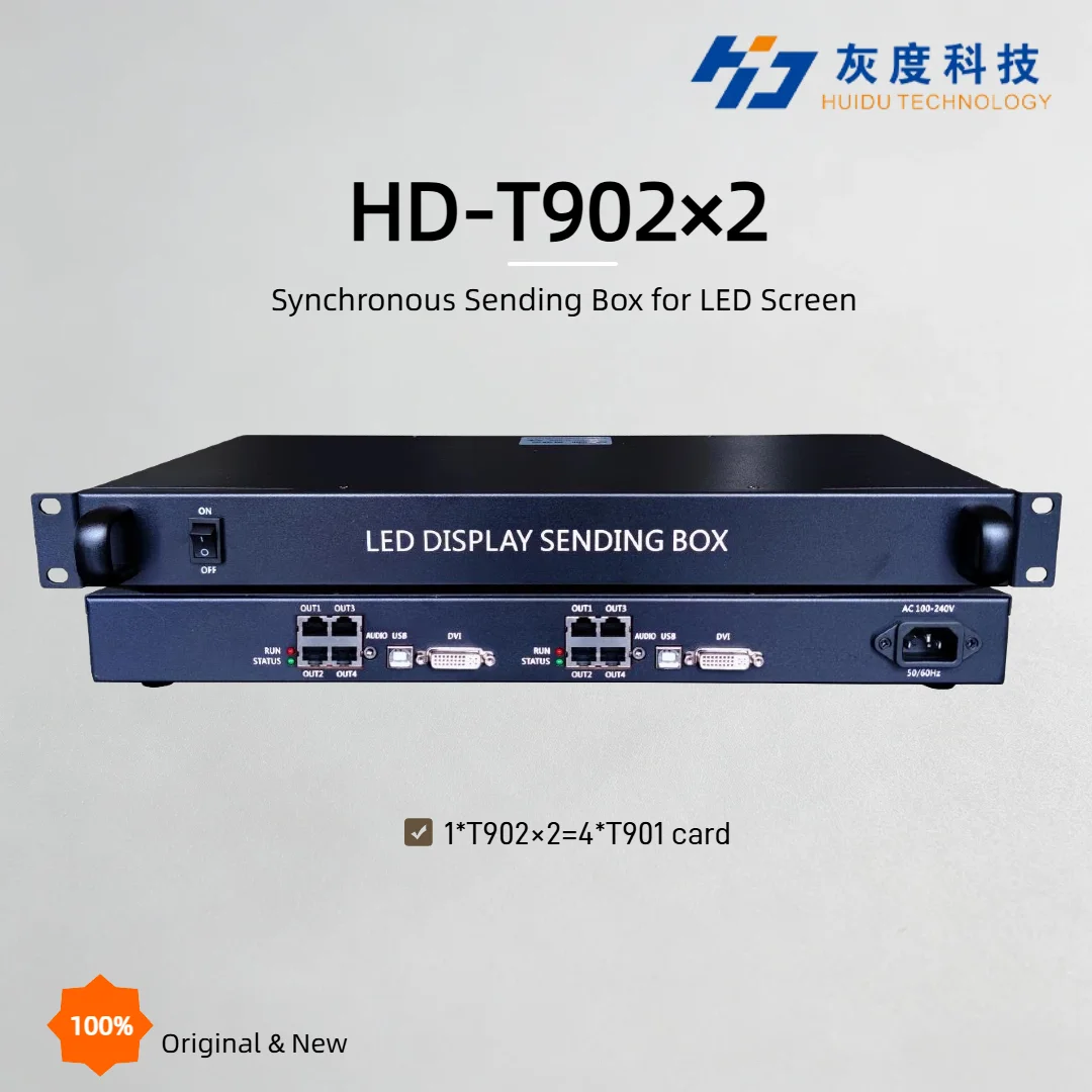 Huidu HD-T902×2 Synchronous LED Sending Box 8 Gigabit Ports Max 5.2 Million Pixels LED Video Wall Controller