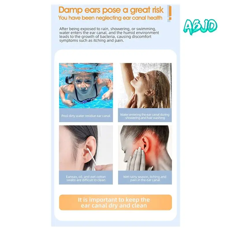 ABJO-New مجفف الأذن البلازما الذكي للسباحة مدخل المياه الكهربائية الدافئة الهواء الأذن مجفف تجفيف قناة الأذن