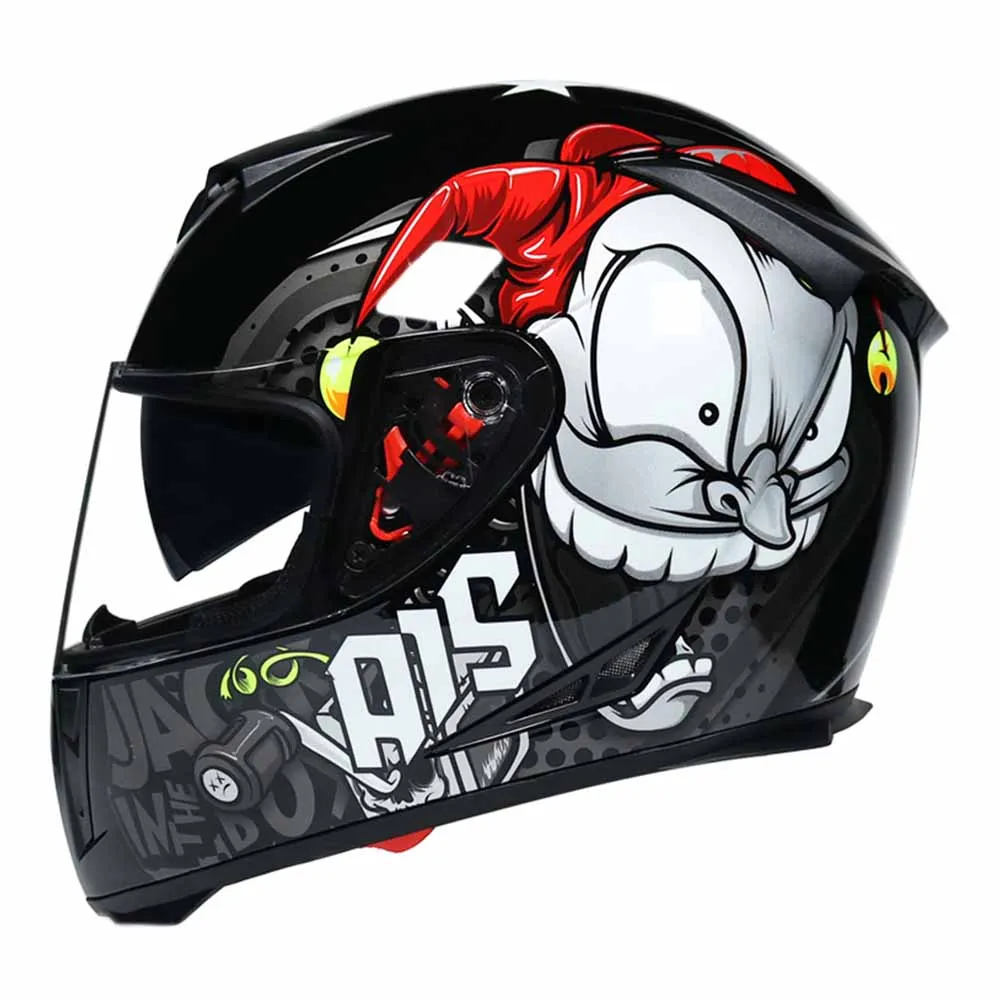 Red Joker Full Face Biker Helmet Wear-Resistant Motorcycle Accessories Breathable Head Protection Anti-Fall Motocross Kask M-2XL