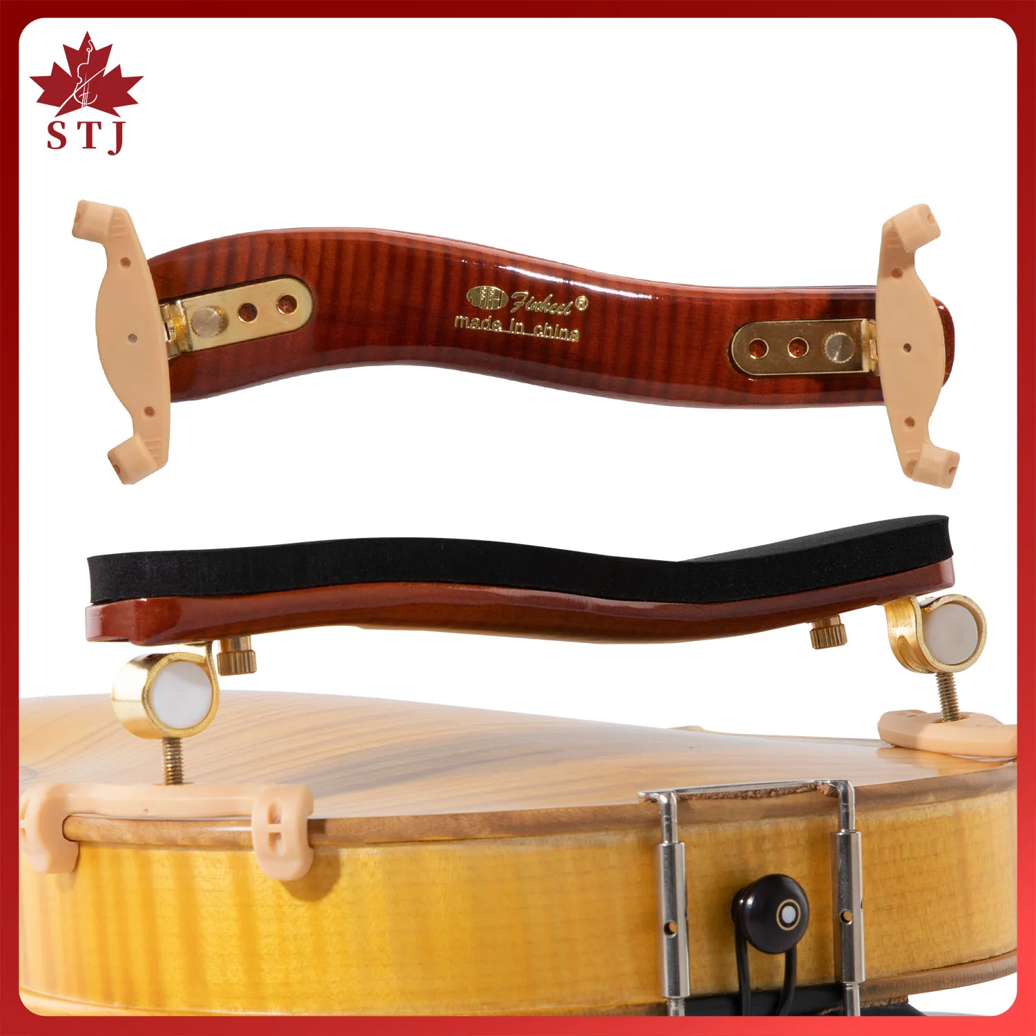 1pcs High Quality Adjustable 15''-16'' Viola Maple Shoulder Rest Support with Clean Cloth, Viola Parts Accessories Fittings