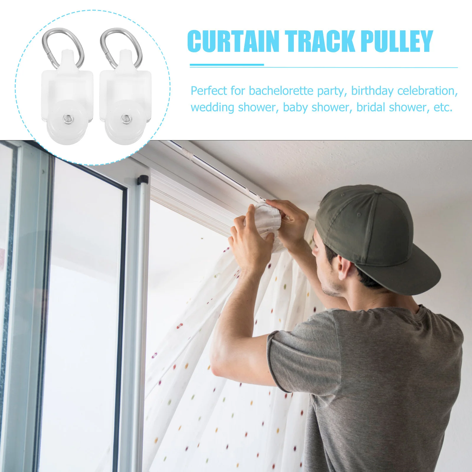 

50Pcs Curtain Track Rollers Gliders Hooks White Plastic L U Shape Compatible for Room Dividers Windows Easy Install Smooth