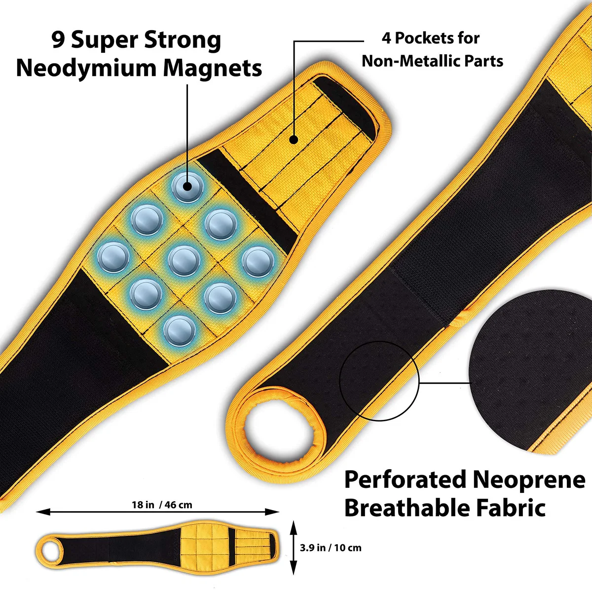 Powerful Magnetic Wristband for Holding Screws Nails Drill Bits 1680D Nylon Tool Belt for Electrician Carpenter Handyman Gift