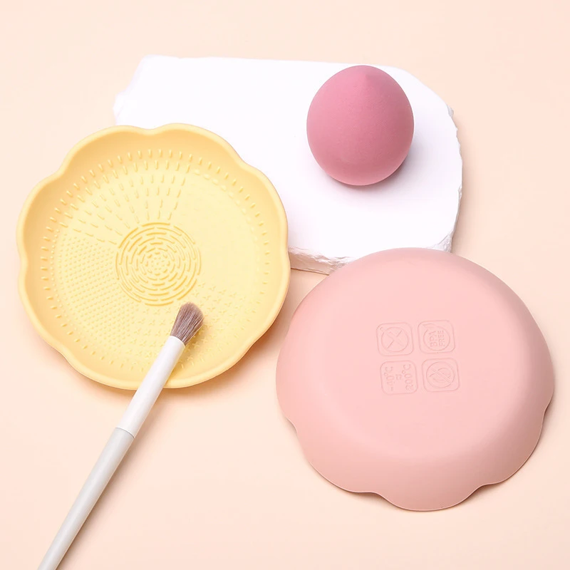 

Flower Shaped Silicone Makeup Brush Cleaner Puff Cleaning Drying Bowl Eyeshadow Brushes Washing Plate Soft Mat Beauty Tool