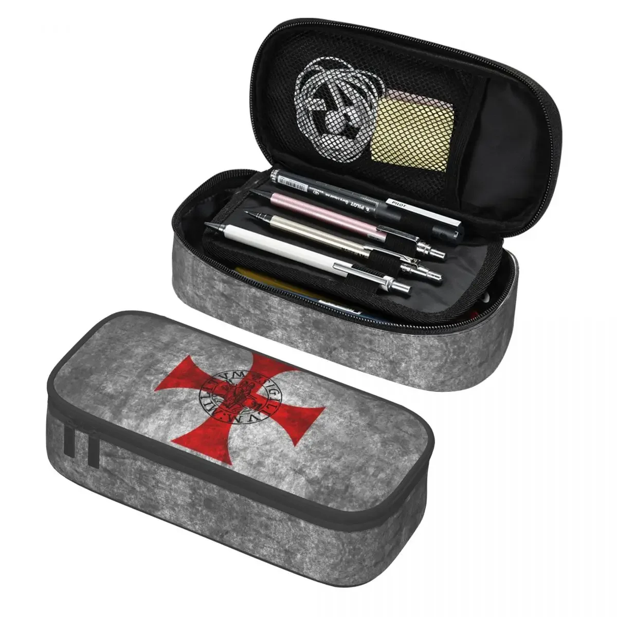 

Custom Templars Flag Pencil Cases for Boys Gilrs Large Storage Cross Pen Box Bag School Supplies