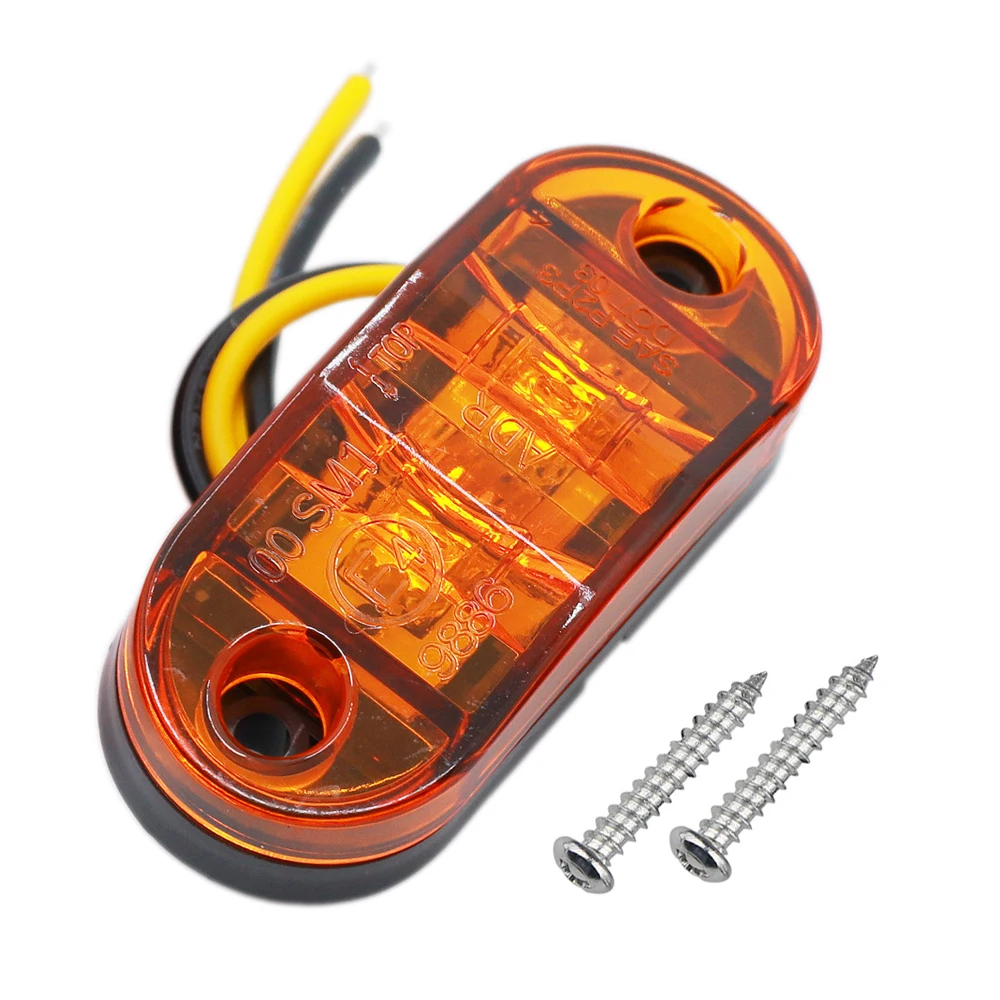 Luzes LED LED marcador lateral durável para caminhões e carros, impermeável Oval Clearance luz de advertência, lâmpada laranja vermelha, 10-30V