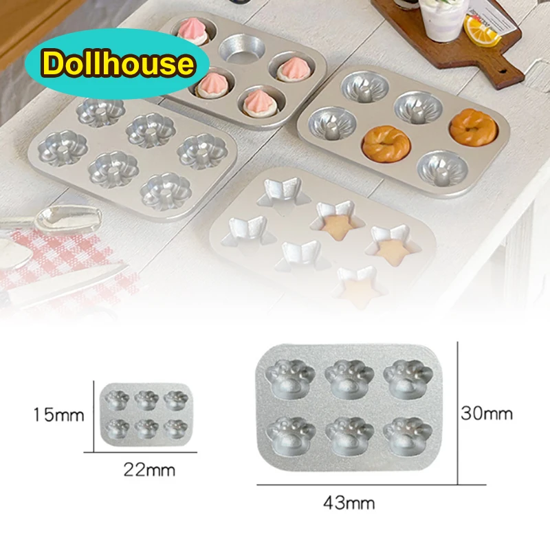 1 Uds casa de muñecas en miniatura Mini pastelería galleta pastel pan molde de plata DIY juego de comida accesorios de molde de silicona