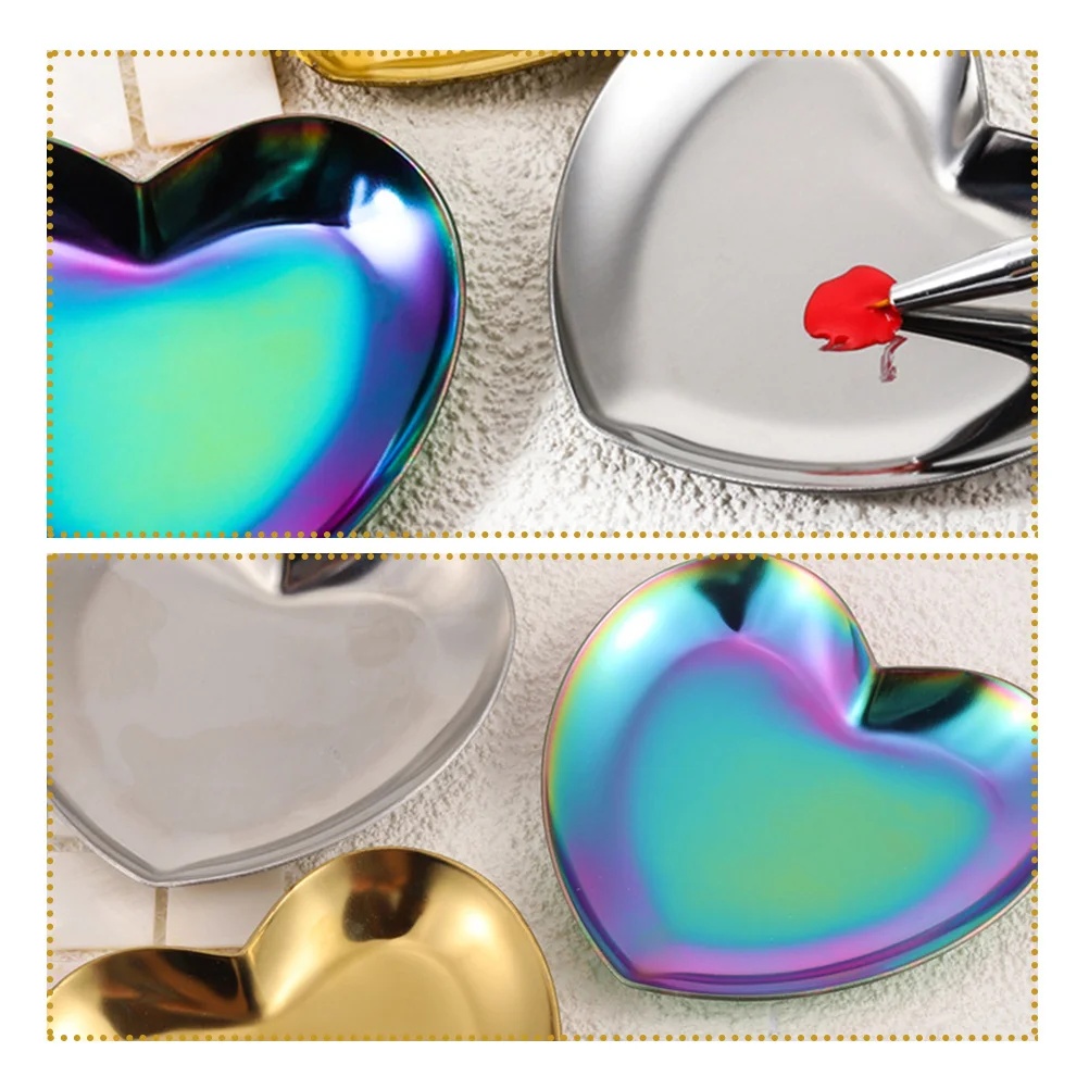 

3pcs Art Stainless Steel Heart Shape Nail Mixing Plate For Metal Pallet Nail Polish Display Tool \N122 Characters