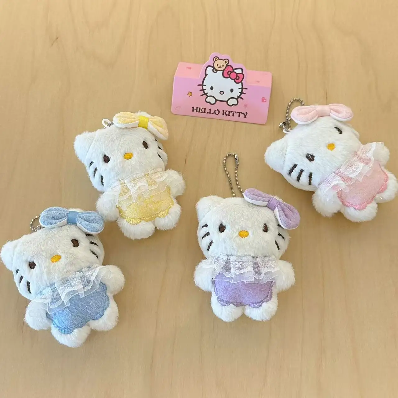 1/5 Pcs Sanrio Hello Kitty Cute Skirt Cat Pendant Plush Cartoon Cat Student Bag Hanging Decoration Accessories image 3