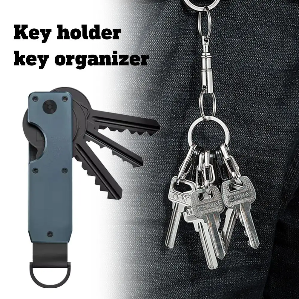 Organizer-Compact Metallic Key Holder Smart Keychain Secures 2-6 Key| Minimalist Innovative  Anti-Loss Design Women Men Key