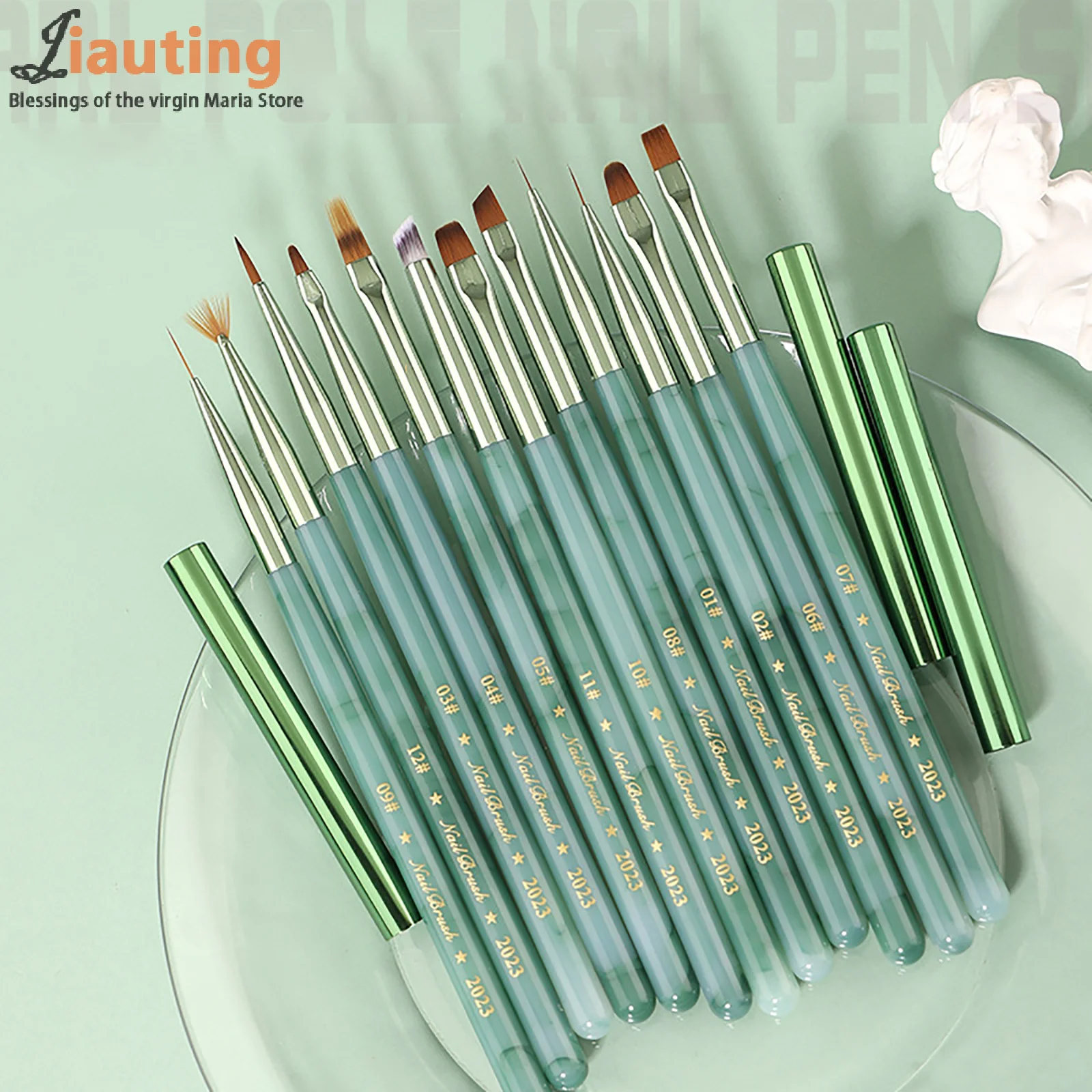 Nail Art Liner Brushes Nail Art UV Gel Extension Builder Petal Flower Drawing Brush Nail Painting Brush Manicure Tools