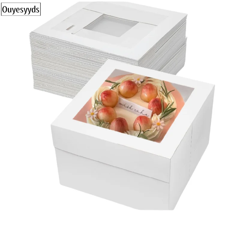 Kuchenbox und Verpackung, weiße Karton-Backverpackungsbox mit PVC-Fenster, Partyzubehör