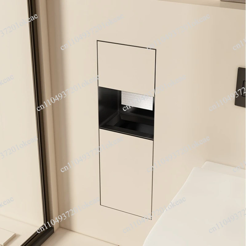 304 Stainless Steel Embedded Bathroom Niche, Hidden Trash Can Toilet Brush Holder Concealed Tissue Box Storage