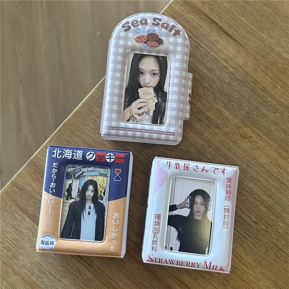 

Милый альбом для открыток в японском стиле Hokkaido, клубничное молоко, ПВХ-переплет для фотокарт, 3-дюймовый мини-переплет с 16 внутренними страницами, открытка