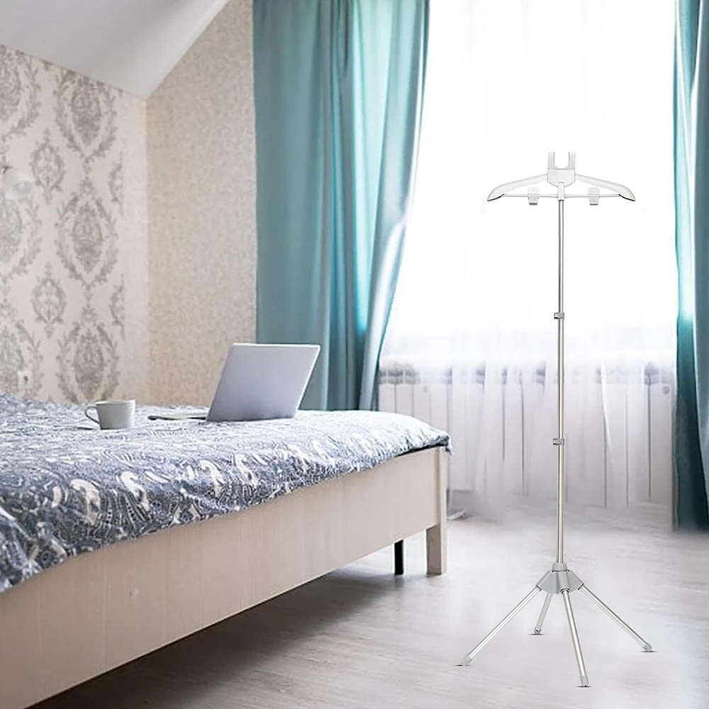 

Aluminium Alloy Floor Mounted Ironing Rack Scalable Floor Standing Steamer Stand Black/Grey Quadrangle Bracket Clothes Hanger