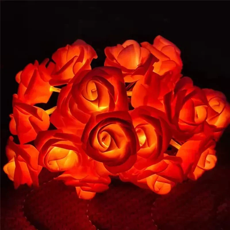 Rose LED Flower String Lights, Fairy Garland Lamp, decoração romântica, casamento, dia dos namorados, festa de Natal, 3m, 20LEDs