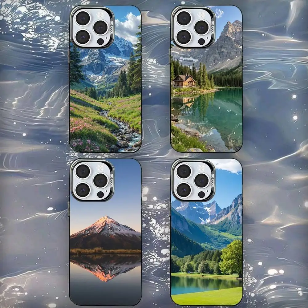 

Beautiful Mountains landscape Trave Phone Case For iPhone 16,15,14,13,12,11,Mini,Pro,SE,MAX Black Matte Shockproof Cover