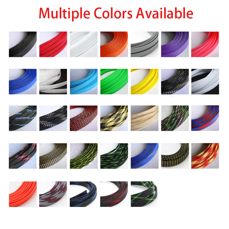 PET Braided Tube 10mm 12mm High-Density Woven Encrypted Multi-Color Mixed Shock Absorber Mesh Expansion Sleeve