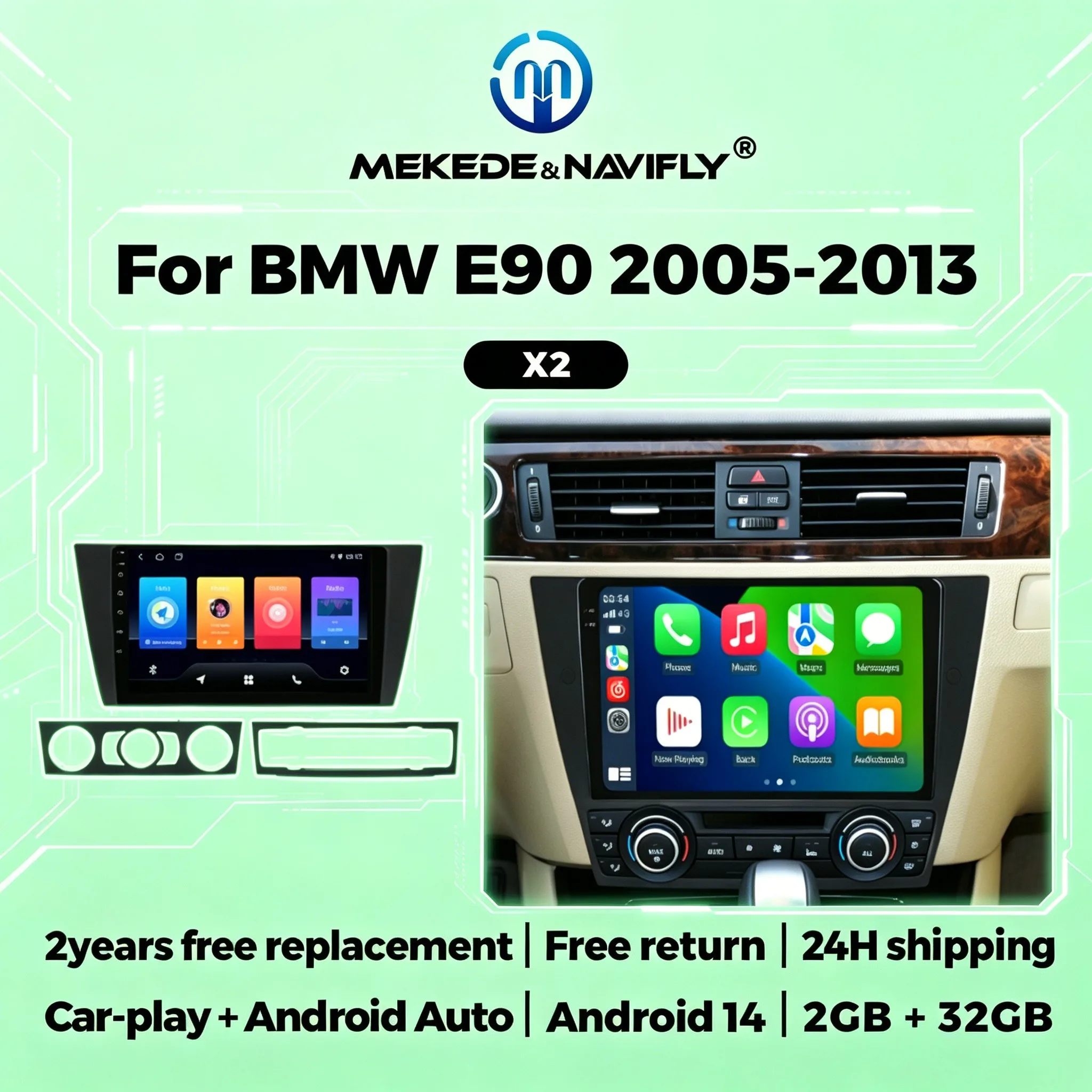 

Автомобильная мультимедийная магнитола для BMW E90 E91 E92 E93 2005-2013, 2 Din, 9 дюймов, навигация GPS, CarPlay, Android Auto, Wi-Fi