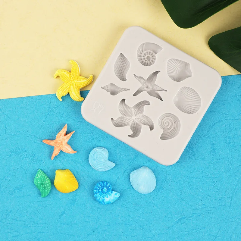 New Starfish Conch Shell Fondant Cake Silicone Mold Marine Biological Handmade Soft Pottery Jewelry Mould 15-647