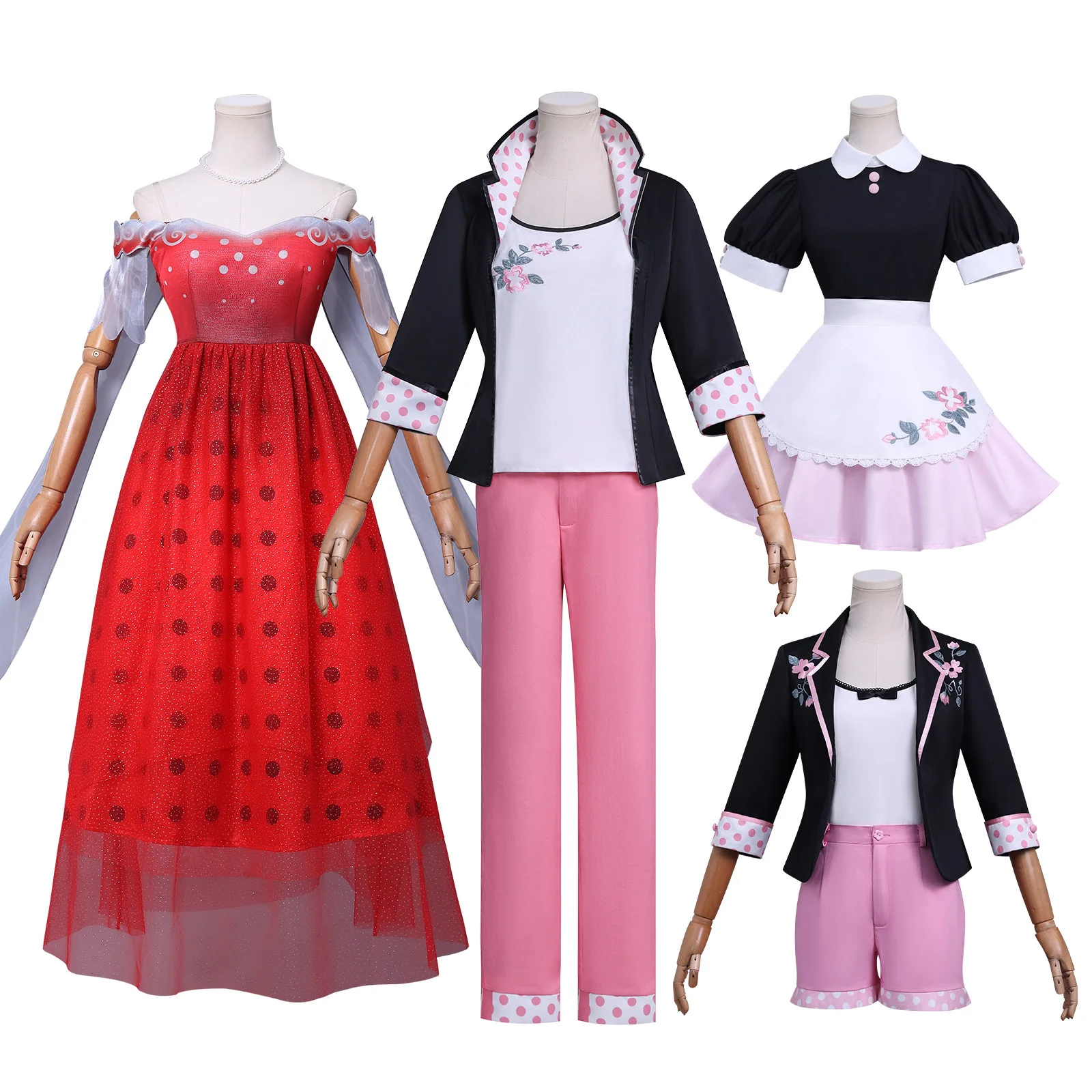 

Movie Marinette Dupain-Cheng LadyBug 6 Cosplay Costume Coat Pants Dress Props Accessories Set Halloween Party Men Women Uniform