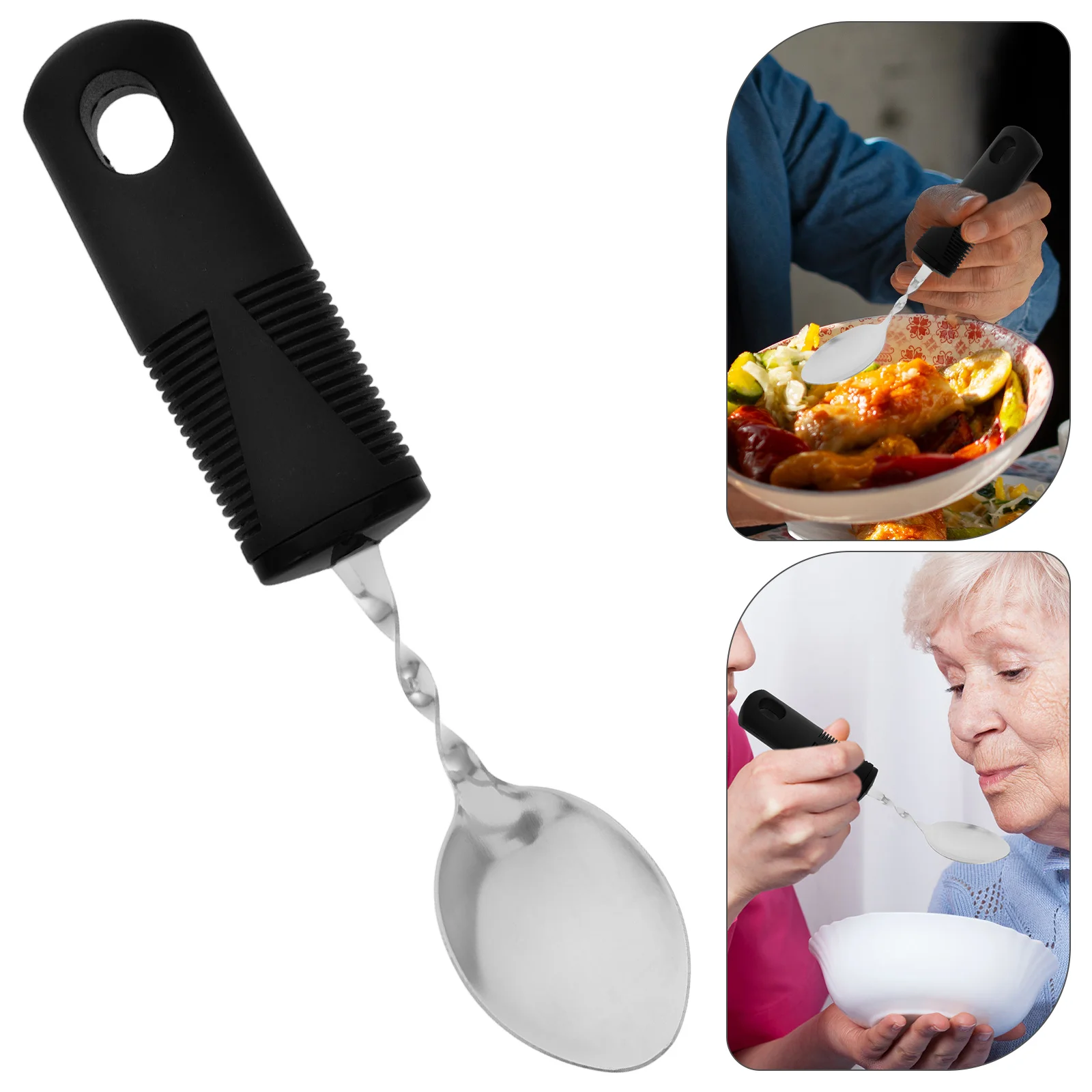 Anti-shake Spoon Adaptive Silverware Equipment Table Elderly Food Aid Tableware Rubber Utensil