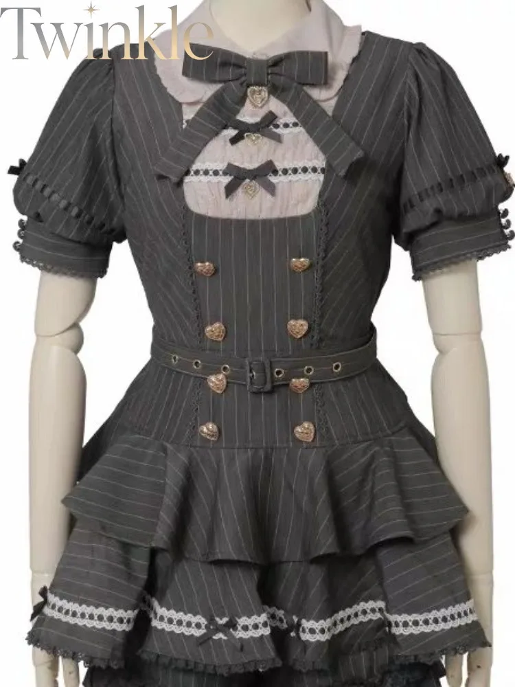 Kawaii Lolita Dress Women Japanese Sweet Princess Birthday Party Two Piece Set Shorts Outfit