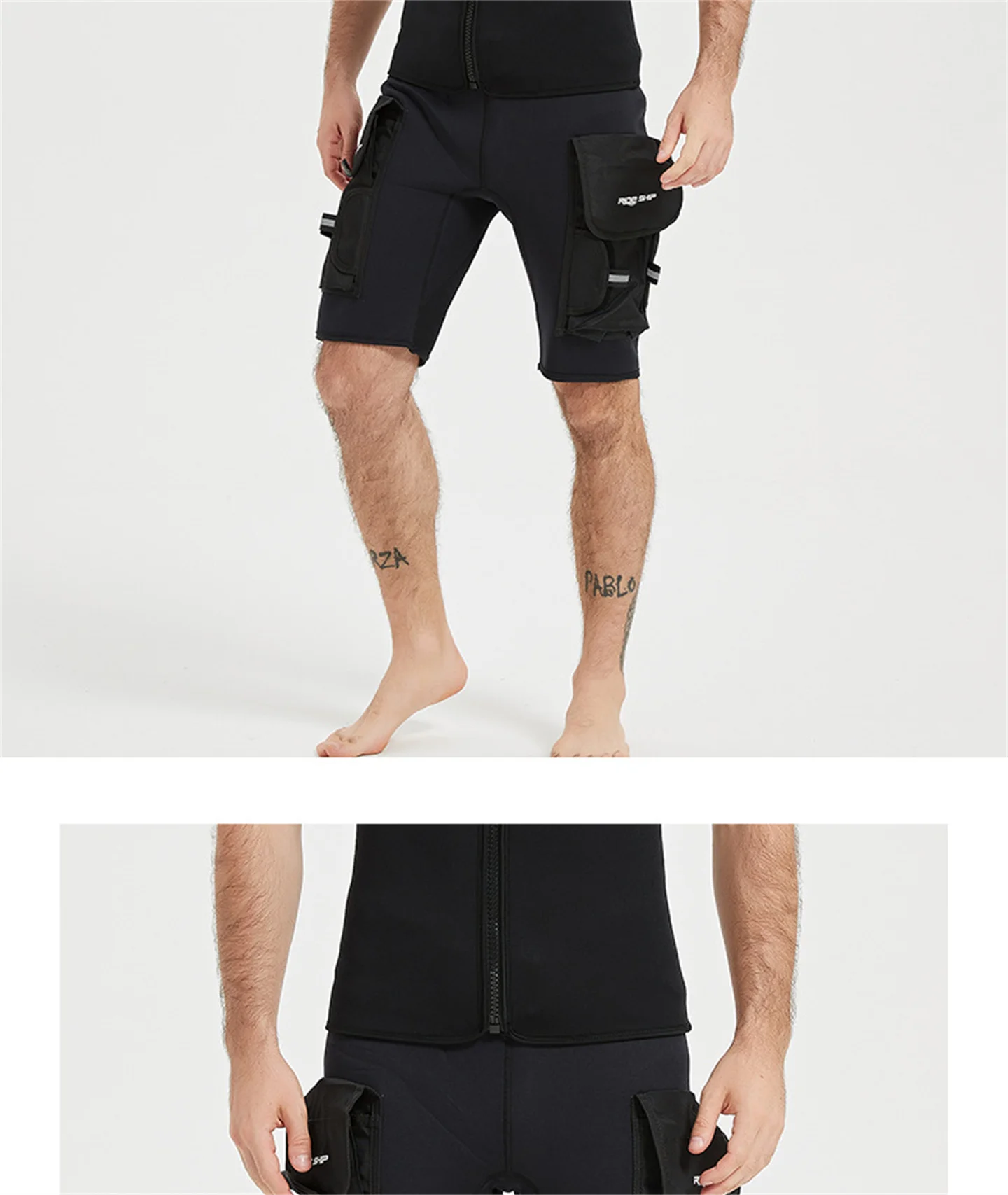3MM Neopren-Tauchshorts für Männer und Frauen, multifunktional, 2 Taschen, zum Schnorcheln, Segeln, Surfen, Strand, Halbhose – Detail 12