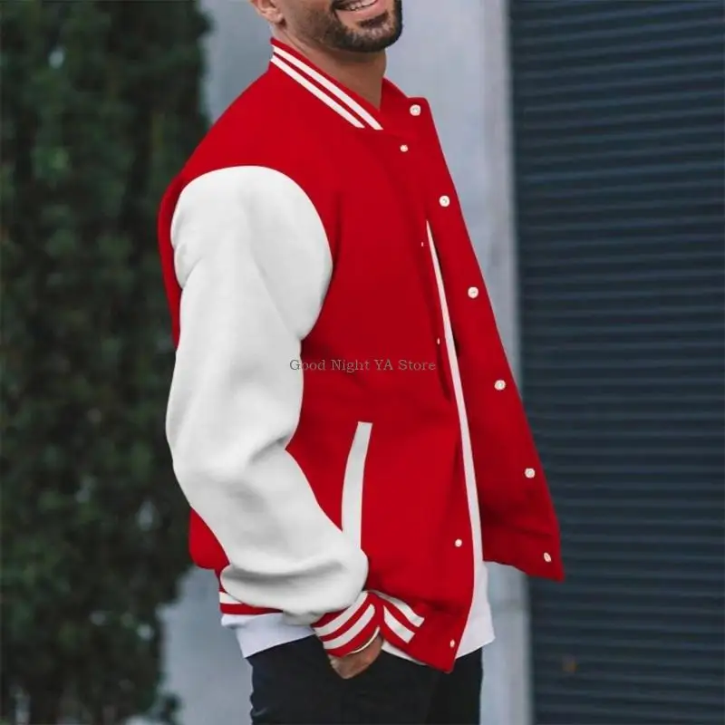 Men's Jackets Leather Sleeve Wool Blend Baseball Letterman Jackets