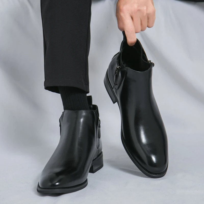 

Men's high top leather shoes Classic casual gentleman style Office Business Adult hot selling high-quality shoes plus size