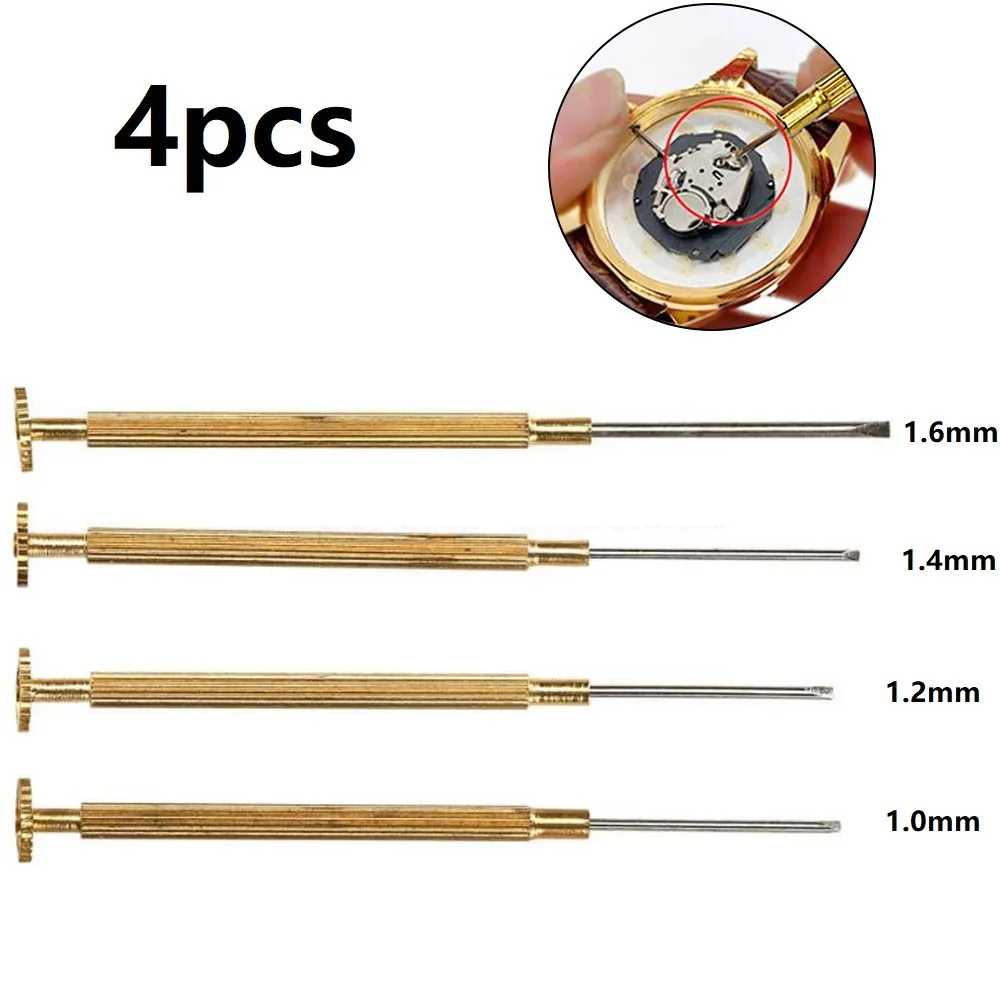 

Watch Screwdrivers Long Lasting Durability and Versatility 4 Golden Slot Screwdrivers for Watch and Phone Repair