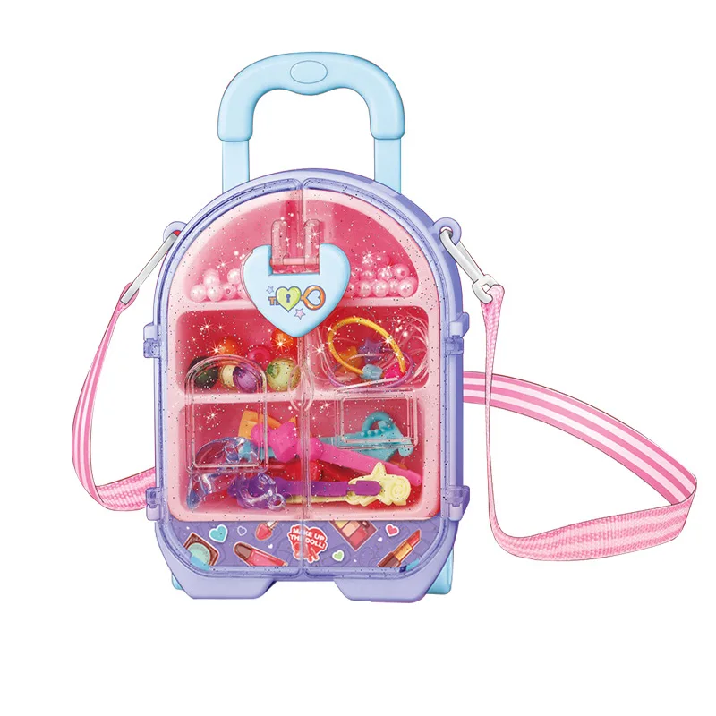 Children's Simulation Backpack Jewelry Box Toys Girls Handmade DIY Beaded Bracelets Necklaces Rings Jewelry Dress Up Toys Gifts