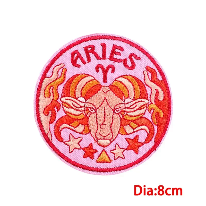 Cartoon Embroidery Patches 12-Constellation Zodiac DIY Fusible Iron on Patches Clothes Badges Bags Hats Personalize Accessories