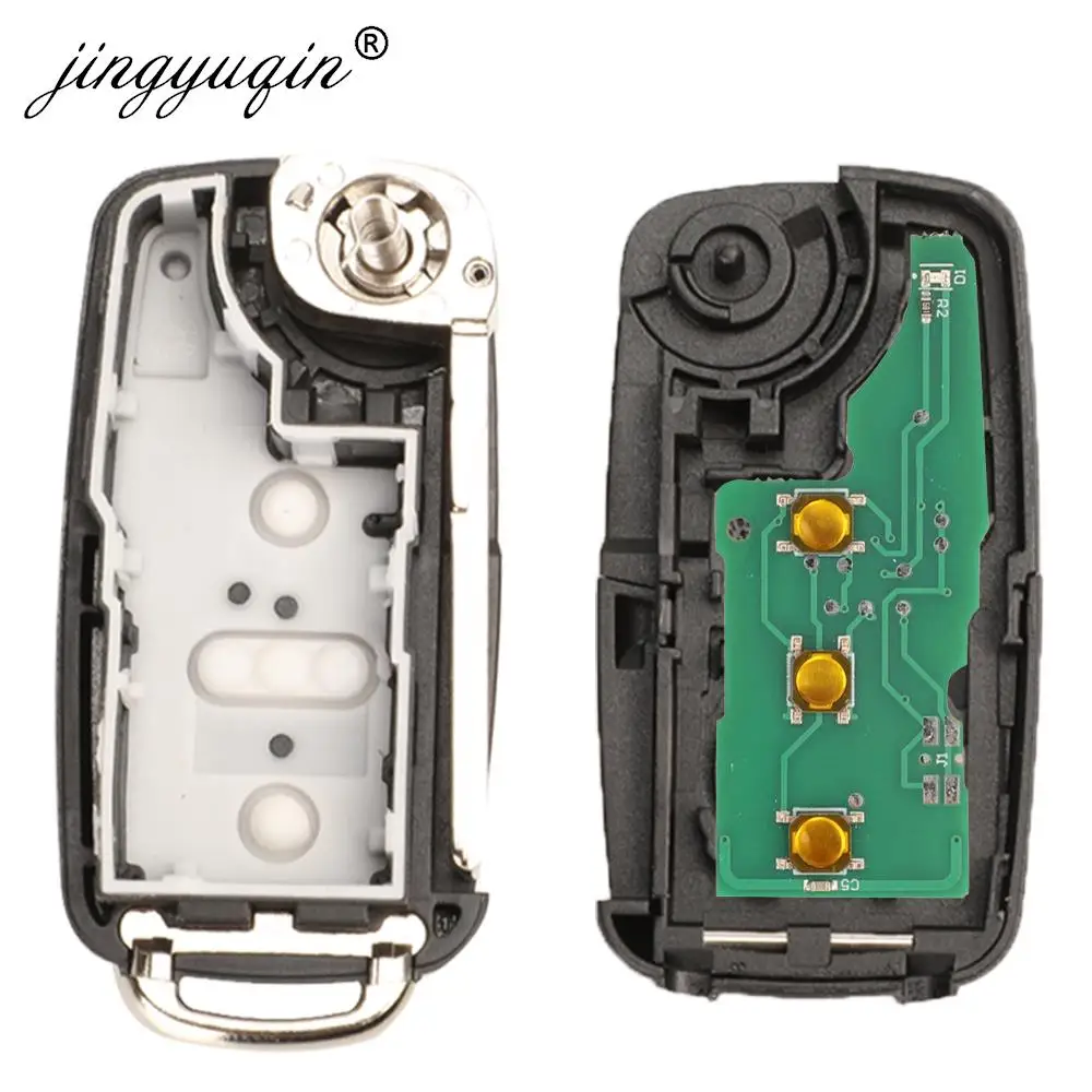 Jingyuqin 3BT llave abatible remota 434MHz ID48 Chip para VW Volkswagen GOLF PASSAT Tiguan Polo Jetta Beetle Skoda asiento coche 5K 0837202 AD AD.