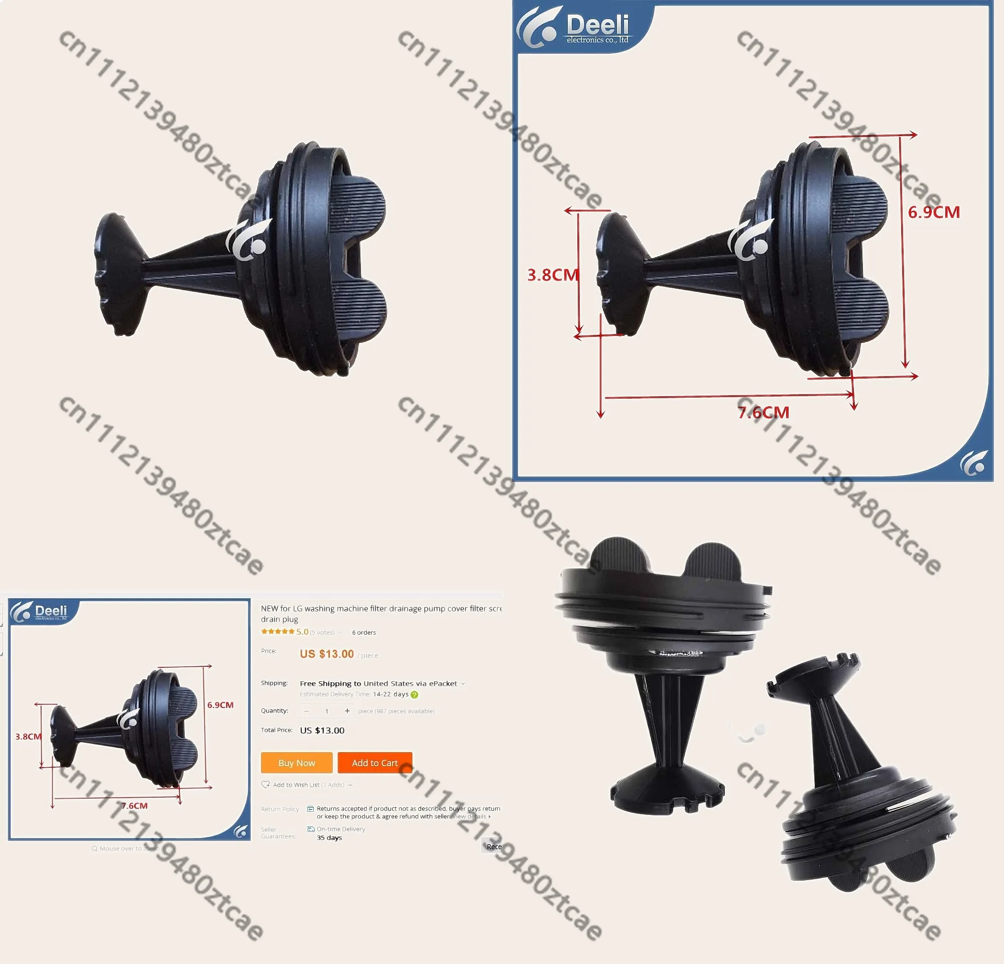 1pcs Washing Machine Drain Pump Filter Cover Screen with Drain Plug for LG BPX2-8 BPX2-7 BPX2-111 BPX2-112