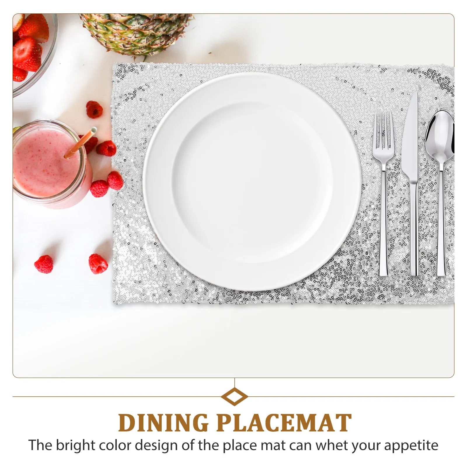 4Pcs Dining Placemat Polyester Anti-Scald Skid-Proof Flexible Table Mat for Home Restaurant Kitchen Reusable Washable Decorative