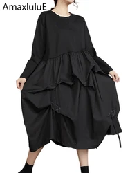 Amax luluE Clothing Womens Fashion Loose Vintage Leisure Long Dresses Korean Ladies Luxury Sexy Elegant Harajuku Cotton Vestidos