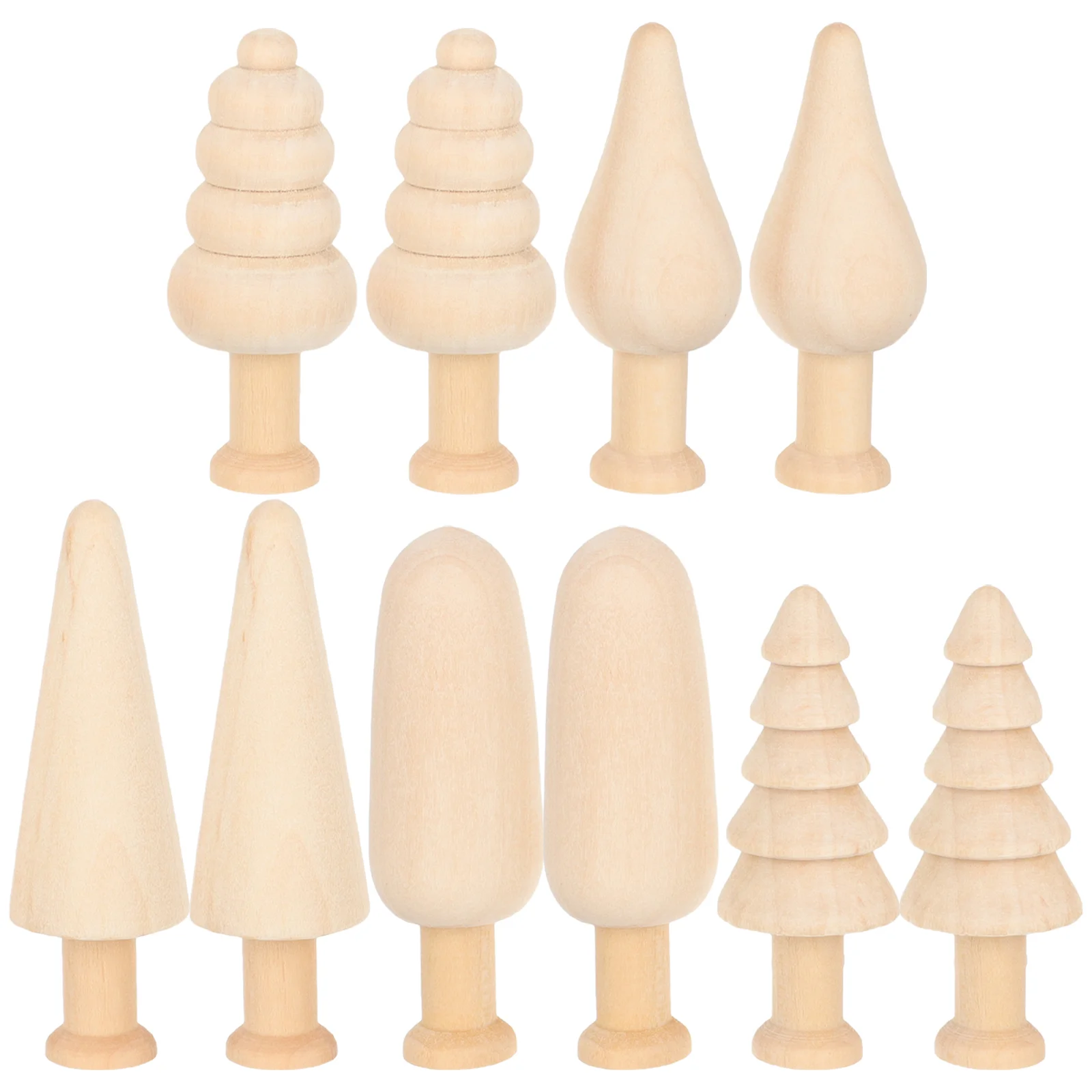 

10 Pcs Small Wooden Mushroom Miniature Tree Kids Painting Toy Plain Shapes Toys