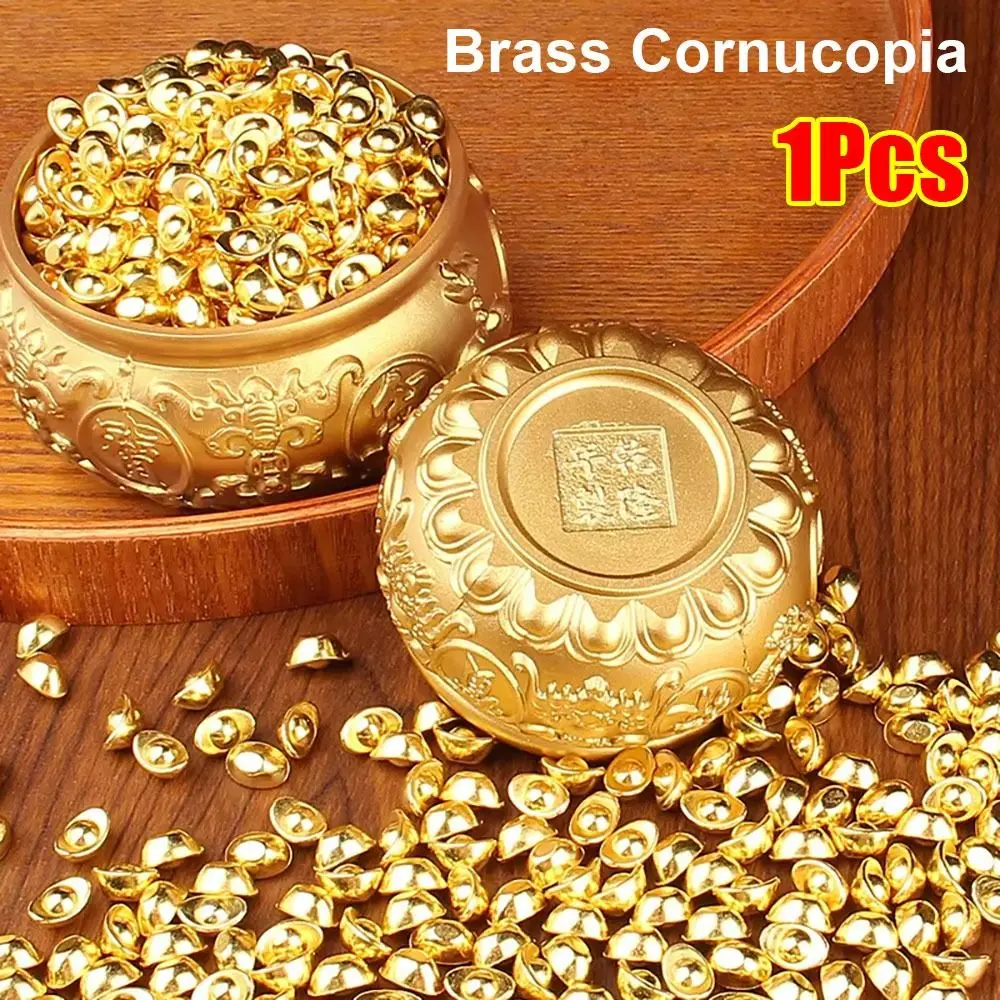 1Pcs Fortunate Brass Cornucopia Good Luck Attract Wealth Treasure Bowls 4/6/8cm Magical Power Desktop Small Ornament Home Decor